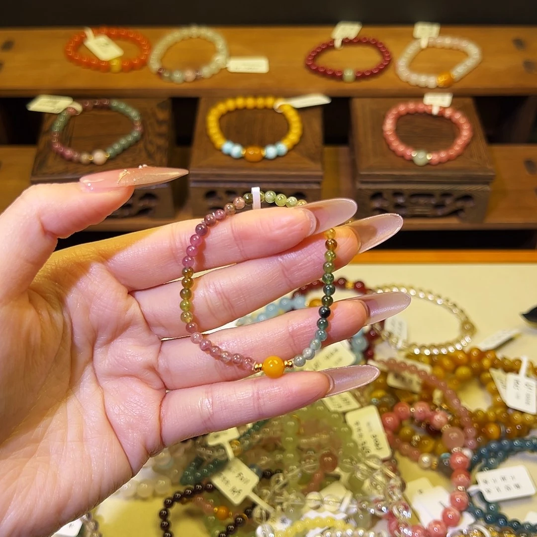 水晶手链银S925镶嵌碧玺1341