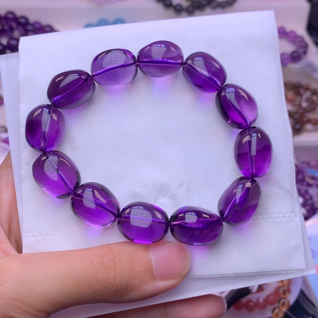 水晶手链未镶嵌毕业级巴西紫水晶13.8