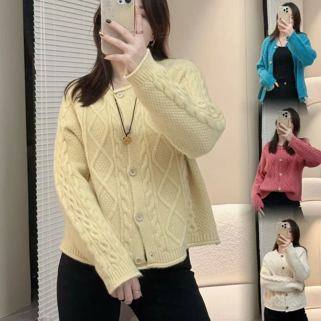 3公主 复古麻花 新款毛衣韩版宽松针织开衫厚实保暖冬季新款上衣