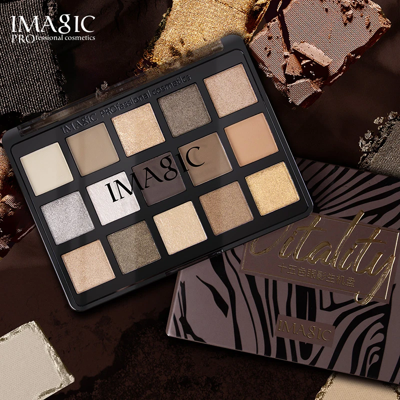 （咖色）IMAGIC 15色生机眼影盘大地色橘棕色系显白日常学生平价