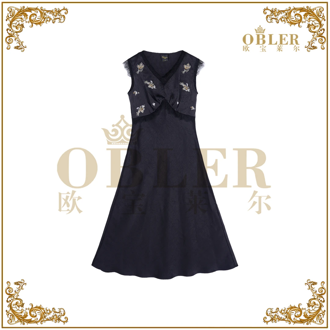 【欧宝莱尔】2025新款气质时尚轻奢优雅连衣裙305-A-25522