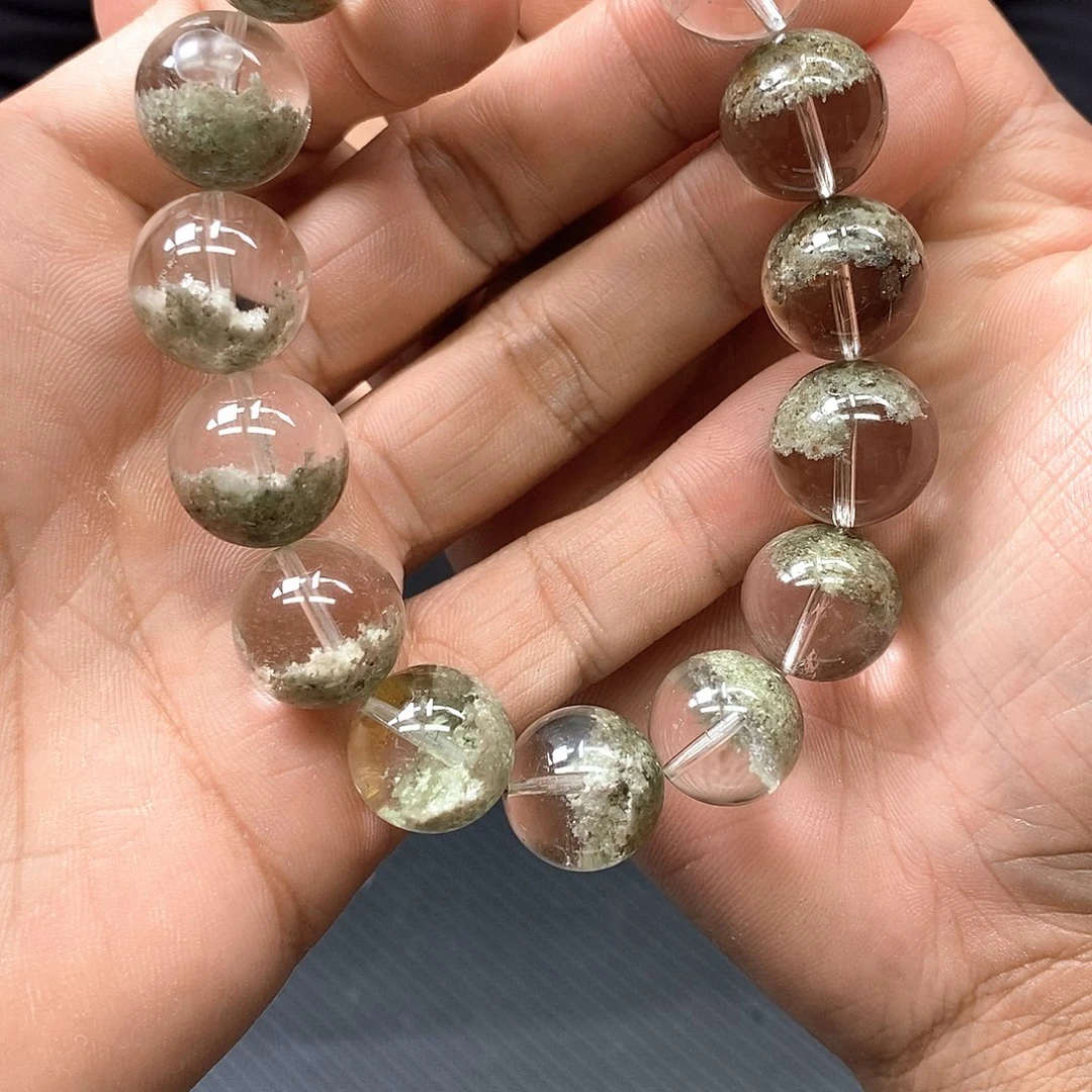 水晶手串未镶嵌13绿幽灵15mm