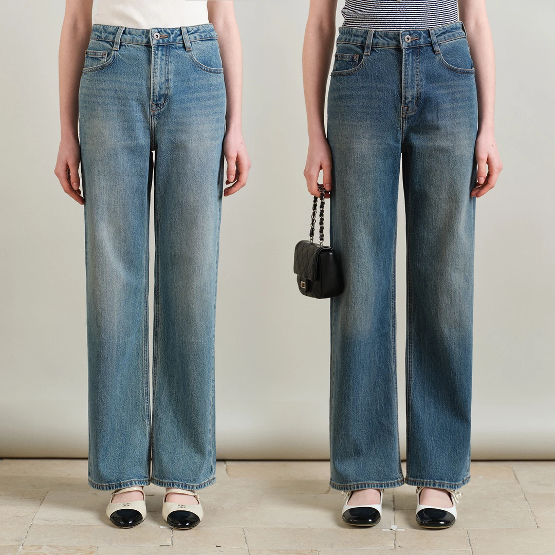 小岛微风“ 直腿神器”土耳其进口 百搭篙级洗水直筒牛仔裤 KZ1068