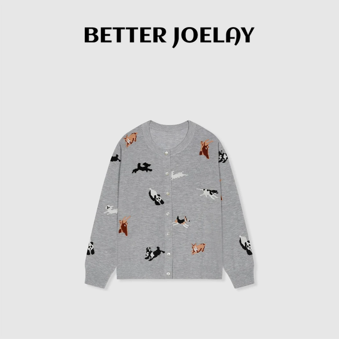 BETTER JOELAY-【狗狗刺绣】针织开衫气质百搭洋气慵懒风韩版LL5011