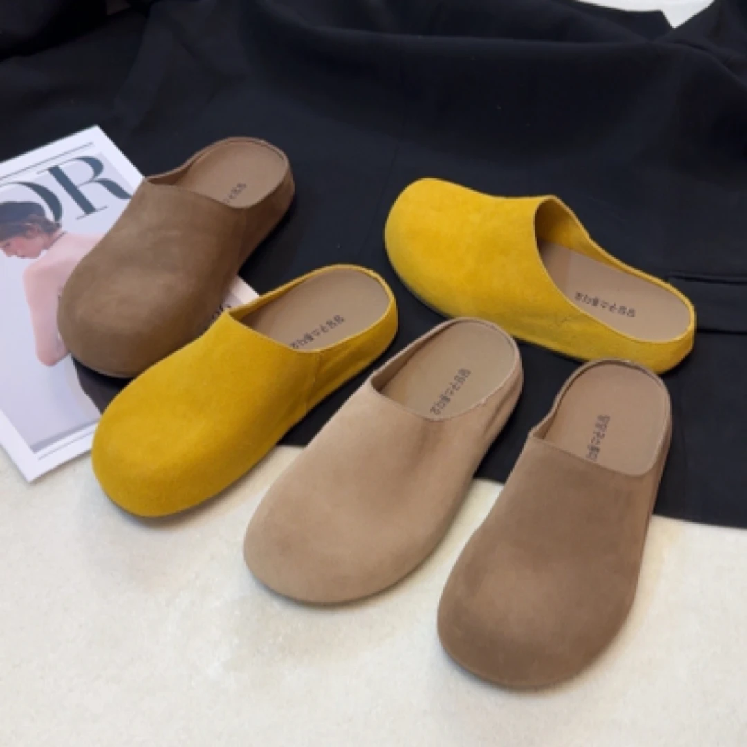 头层牛皮勃肯鞋 极简风博主穿搭包头半拖