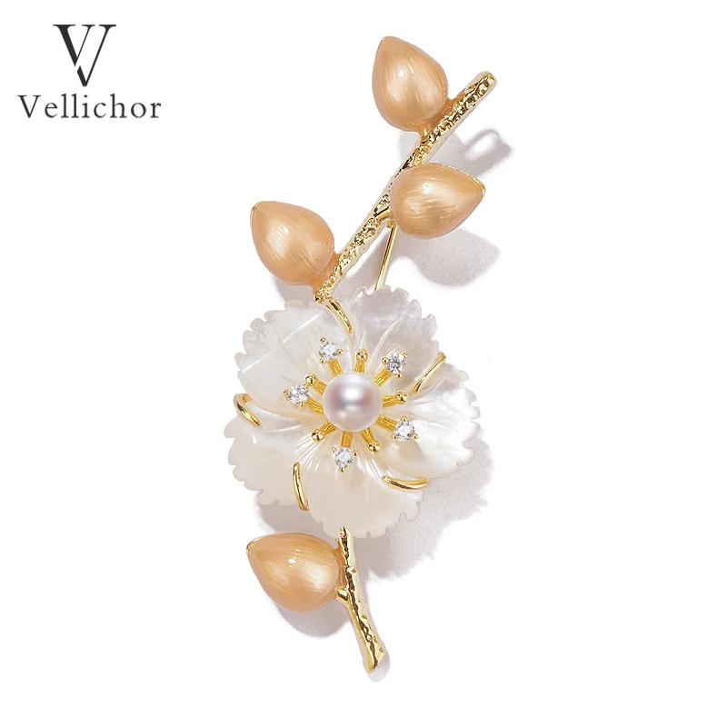 铜合金胸针 逃之夭夭精致贝壳桃花西装大衣装饰胸针