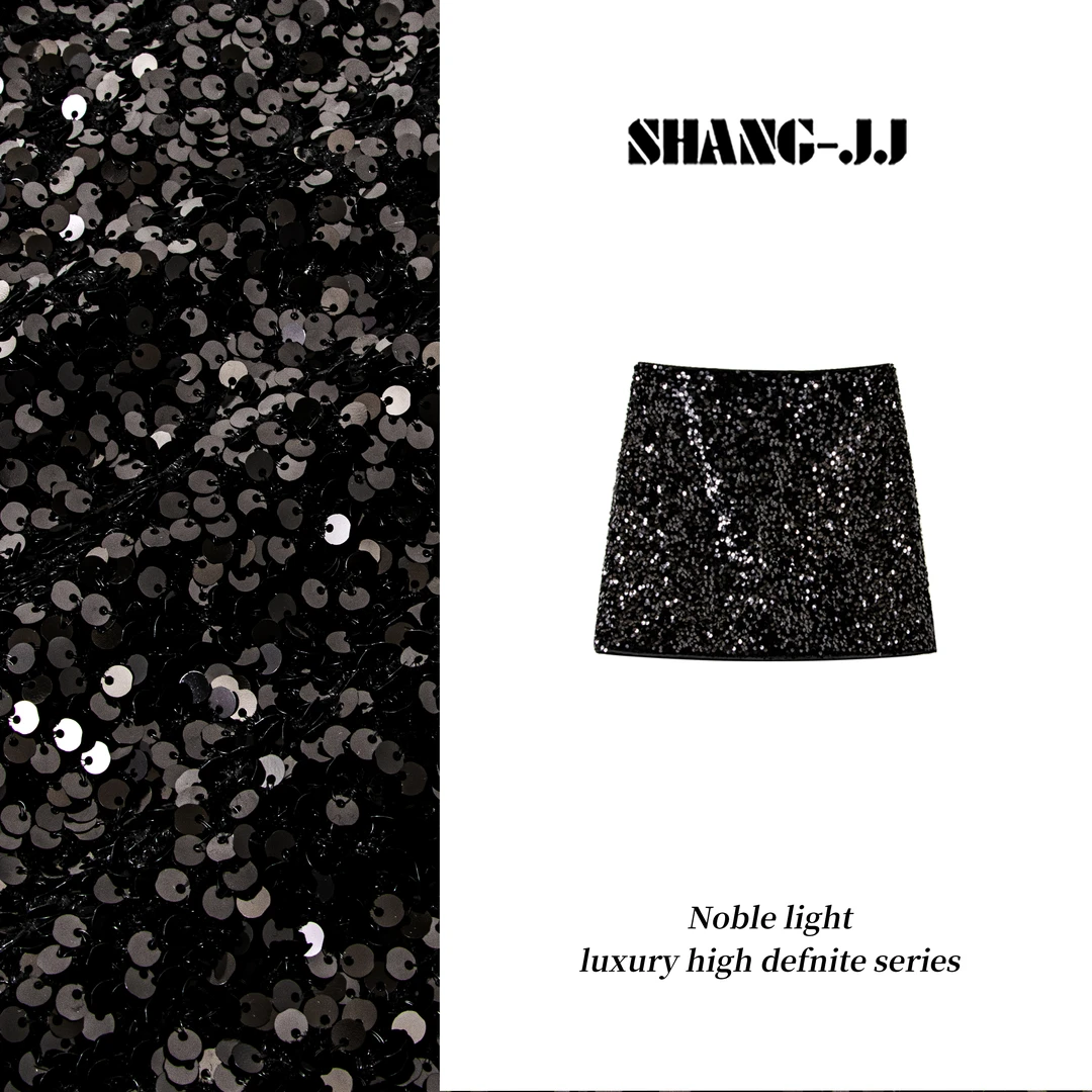 SHANG-JJ【流光半裙】24秋冬新品优选细软植绒奢感半身裙q133337p