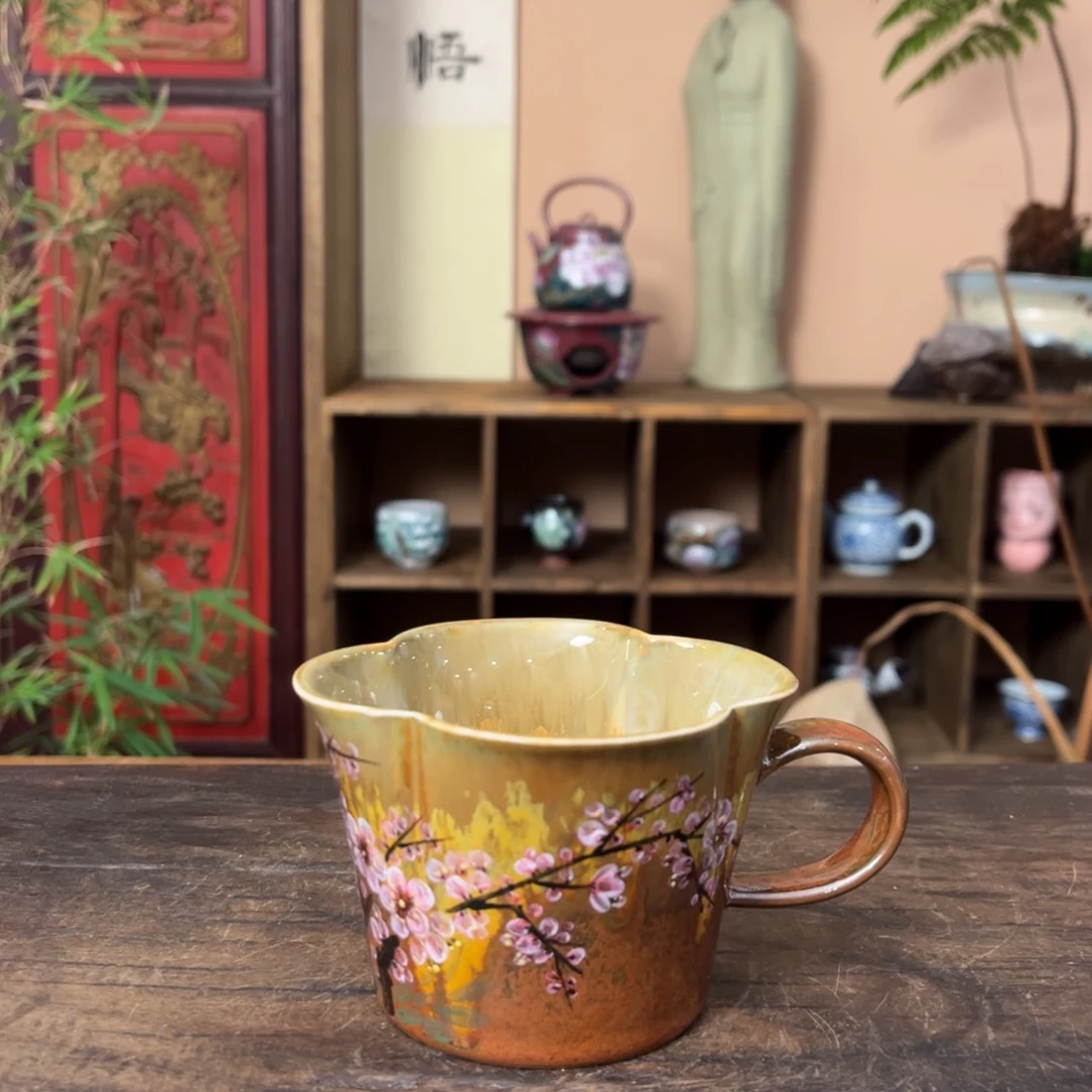 杯柴烧手工手绘陶瓷