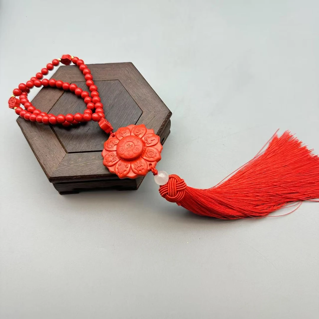 含辰砂工艺品HC227- 红色雕刻彩绘挂件