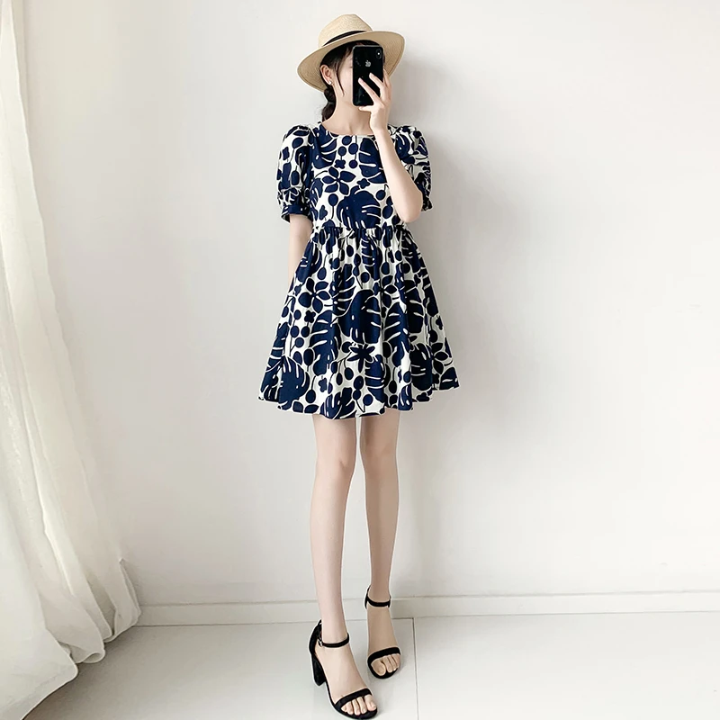泡泡袖碎花连衣裙女夏装2025年新款气质显瘦小个子甜美娃娃裙