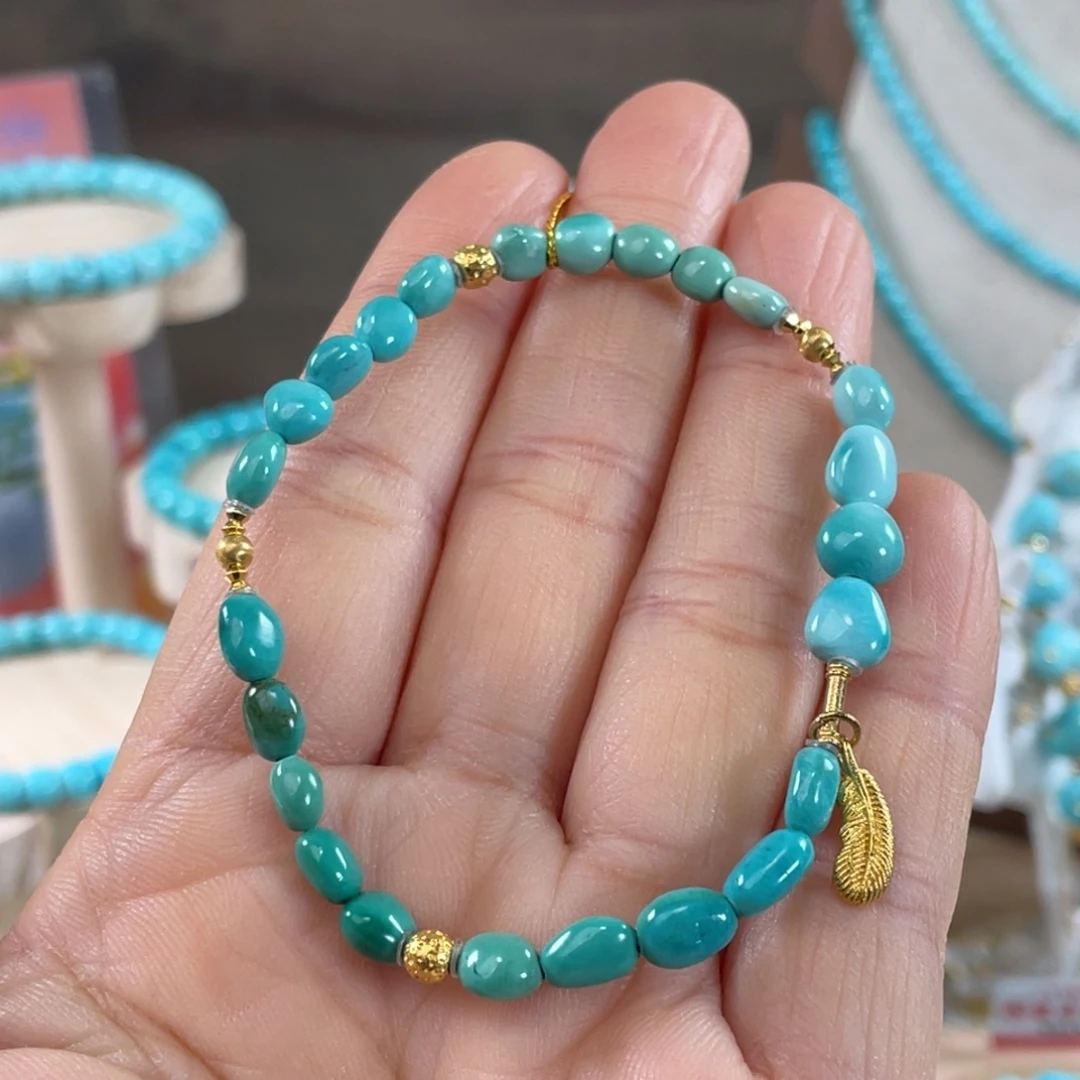 绿松石未镶嵌套链糖豆k金设计款