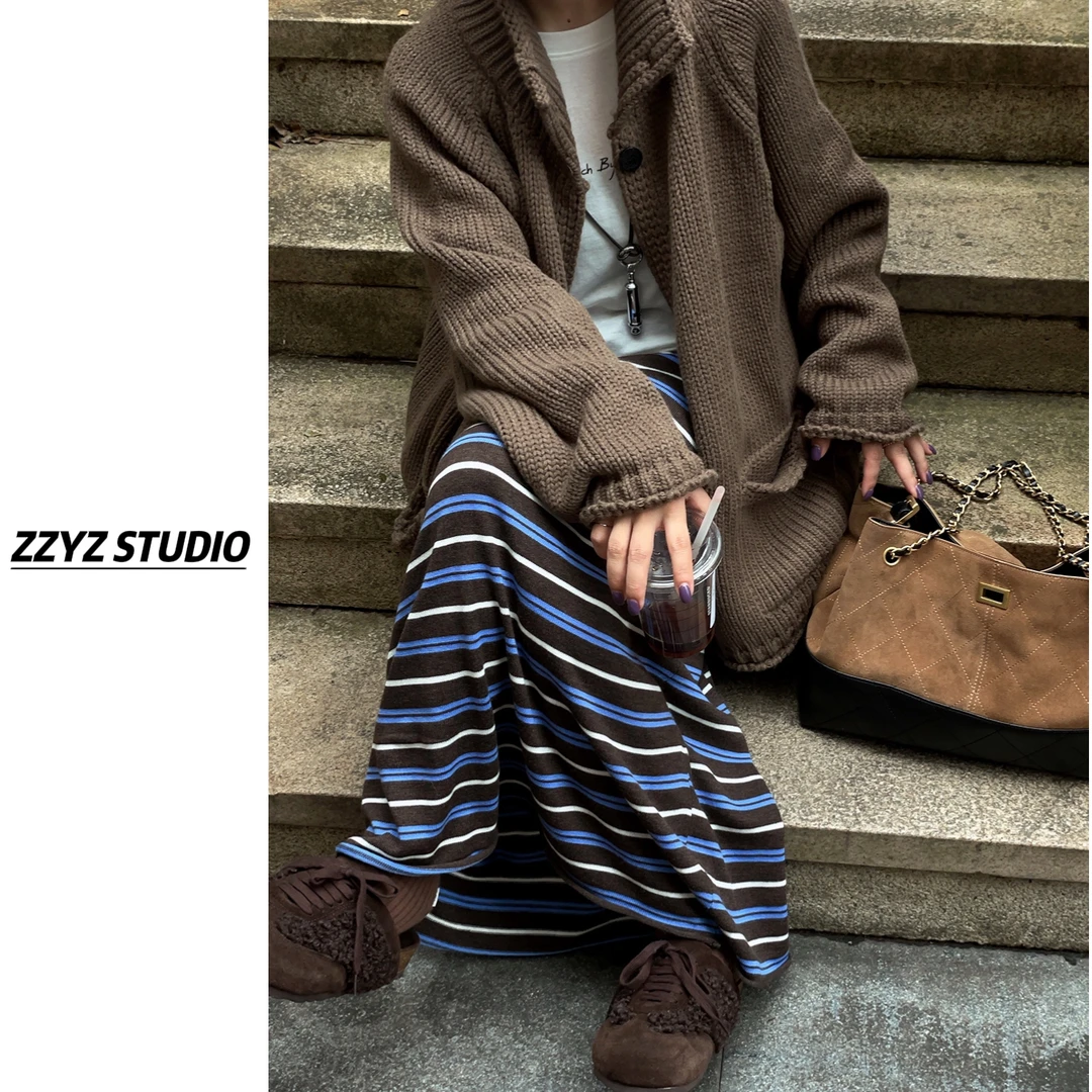 【ZZYZ】“橡木台”舒芙蕾粗棒针开衫休闲复古毛衣立领宽松毛衫外套
