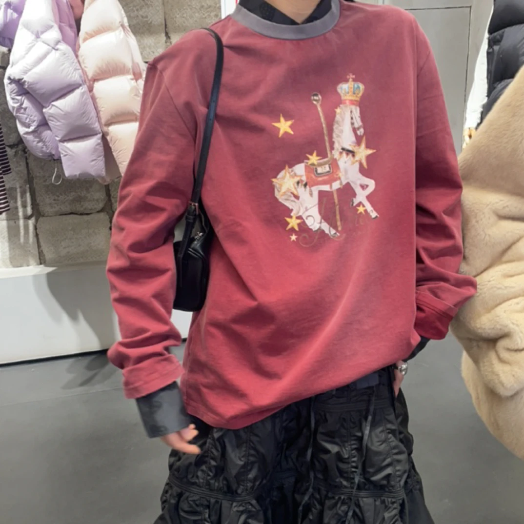 秋冬复古小马t休闲女款百搭