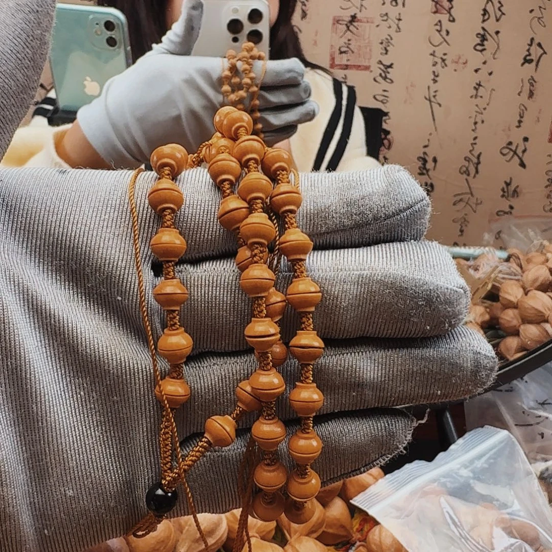 裸***月橄榄核手串小金碗