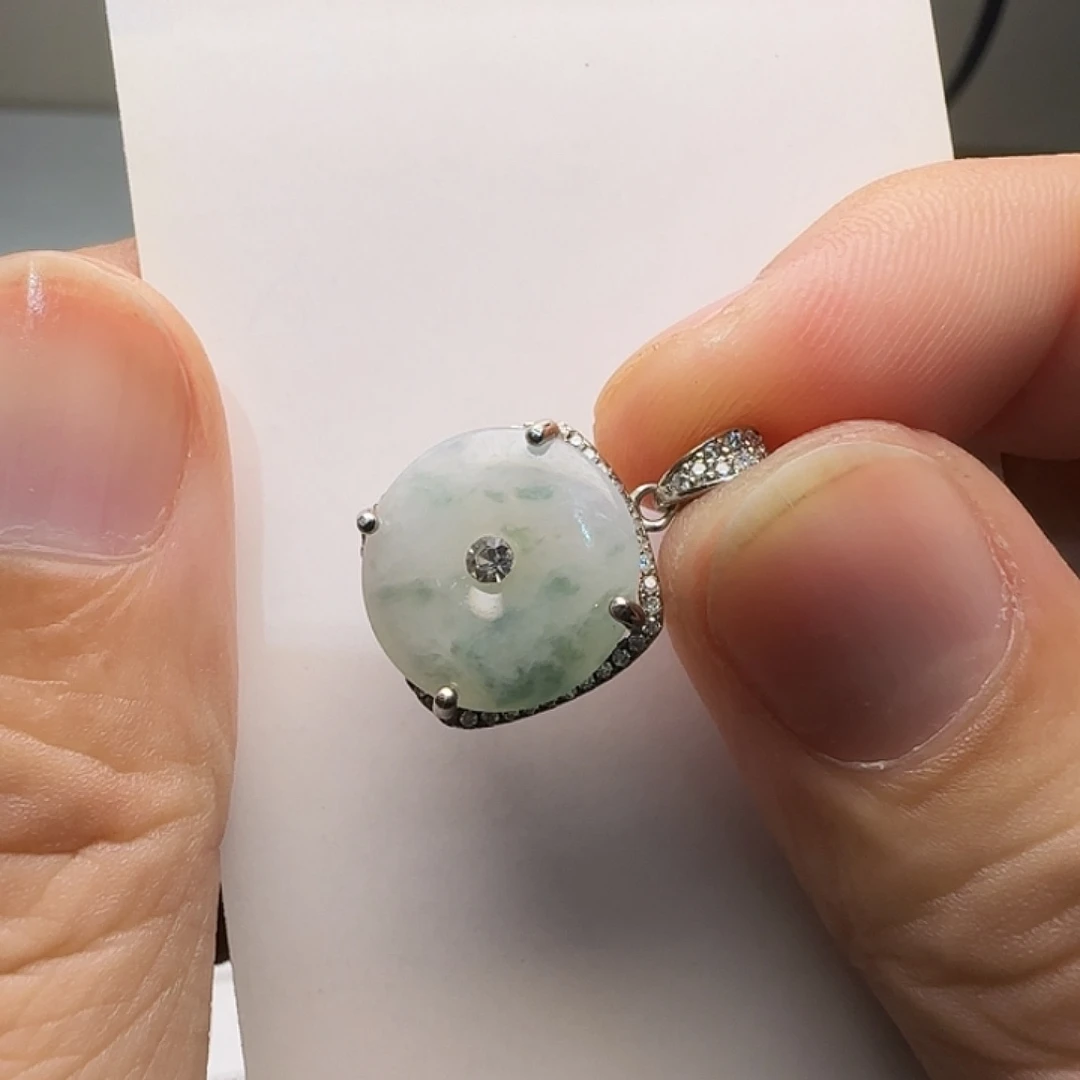 翡翠银S925镀金镶嵌颈饰