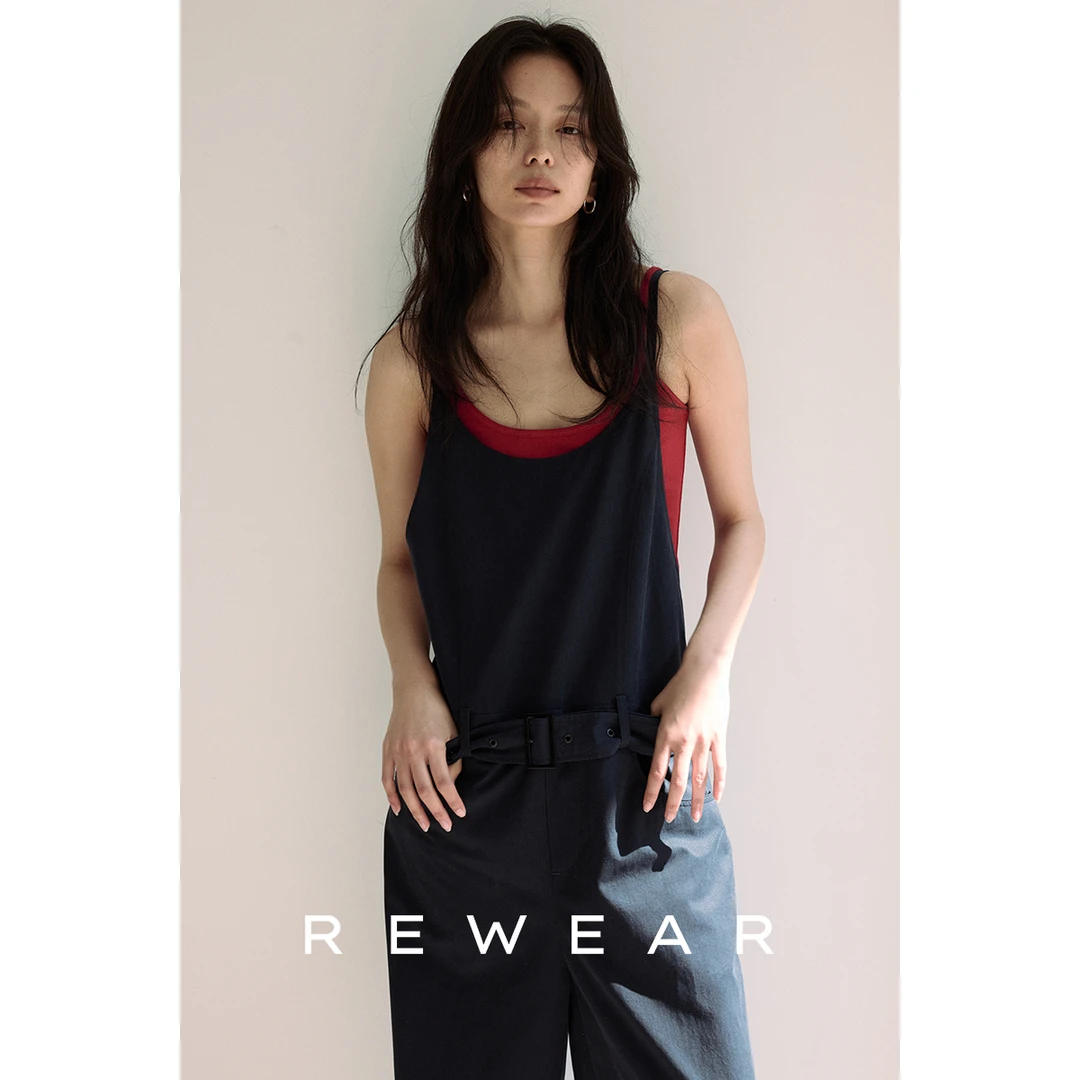 REWEAR/美式复古松弛叠穿可调节背带连体裤12116