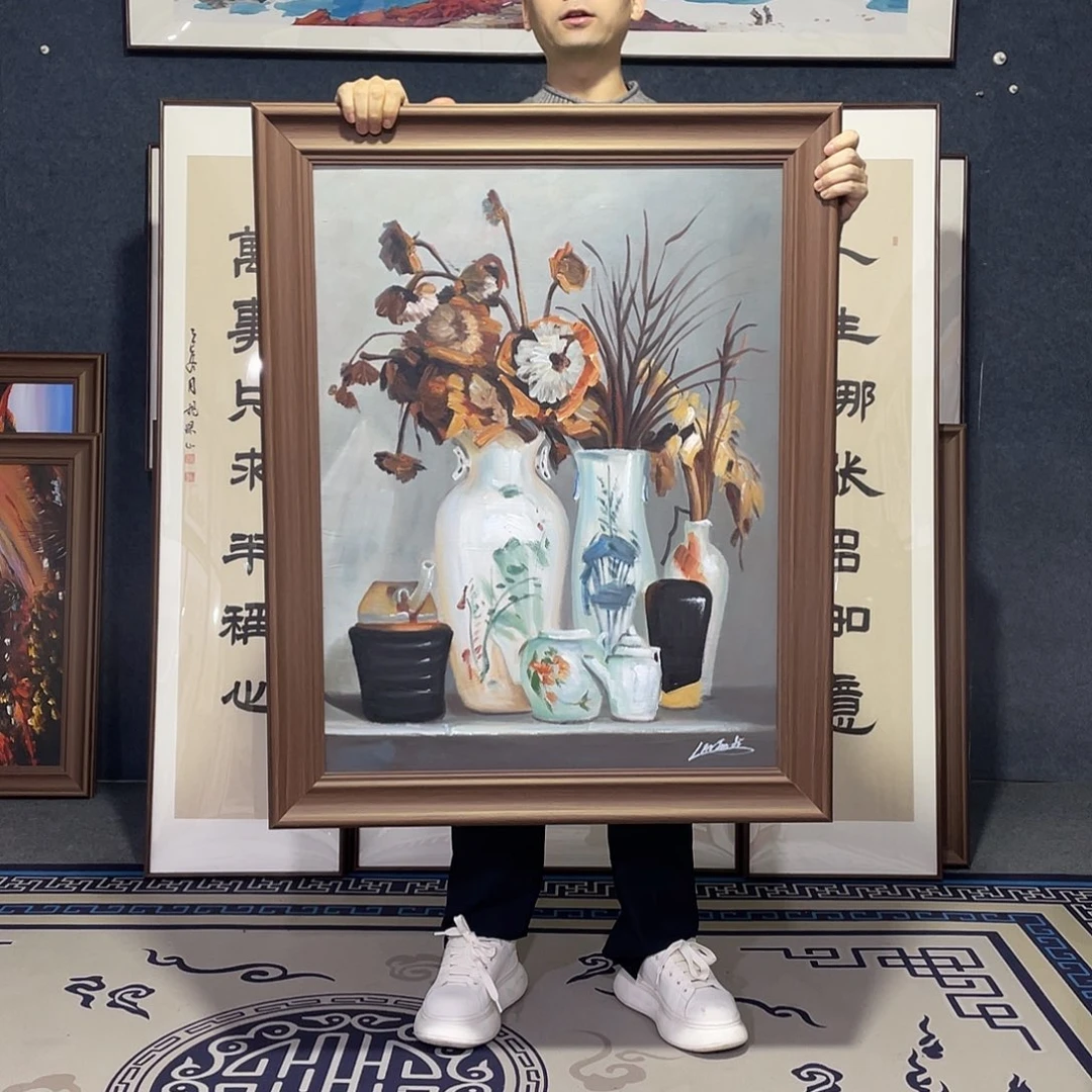 国画手绘画作品带框80/100