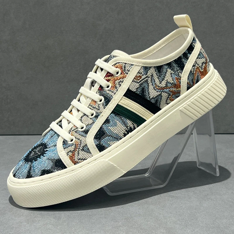 夏季男鞋2025新款印花帆布鞋男百搭透气平底休闲鞋爆款男士板鞋