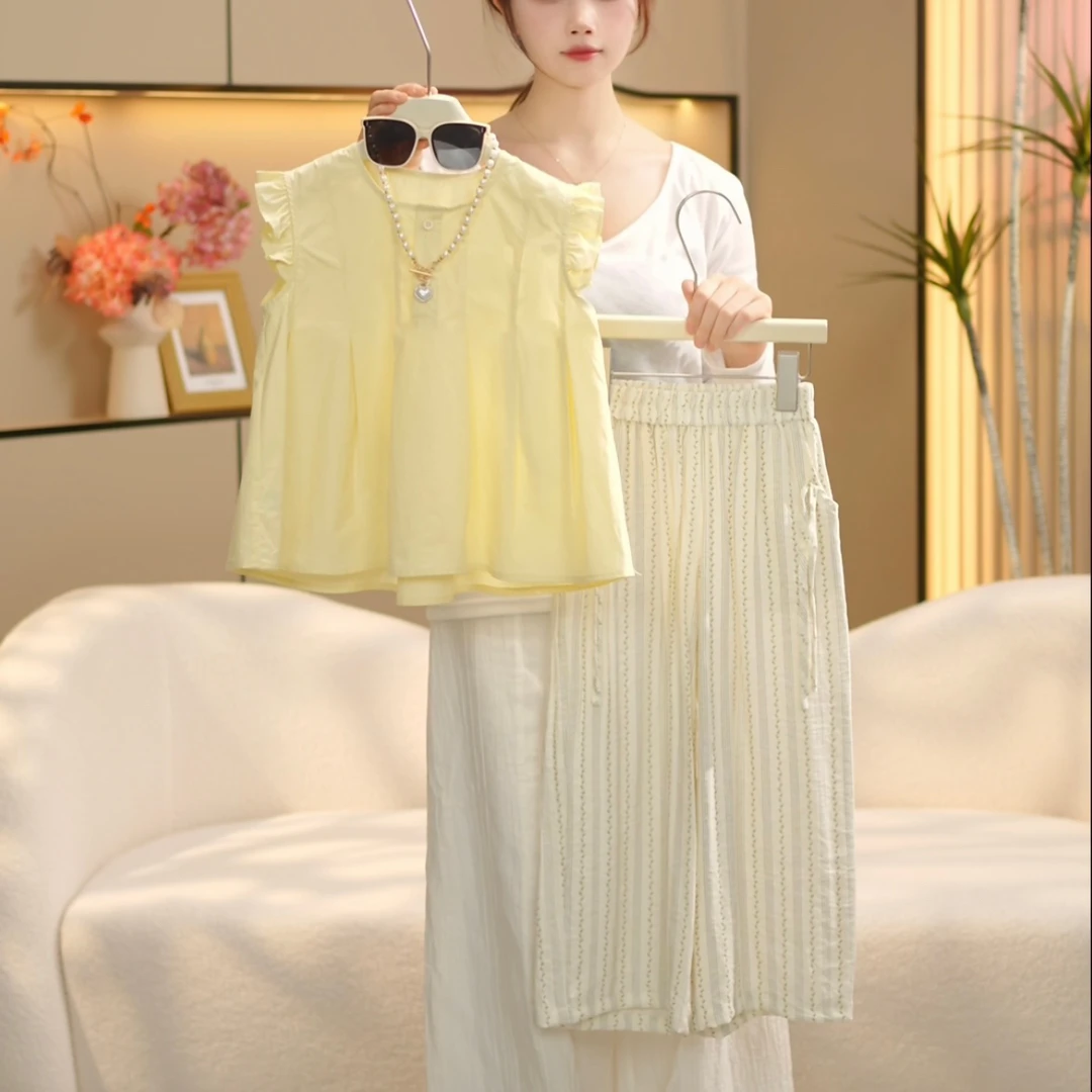 boboe/波波鹅女童夏季新款套装时尚百搭休闲上衣+裤子--Y4778