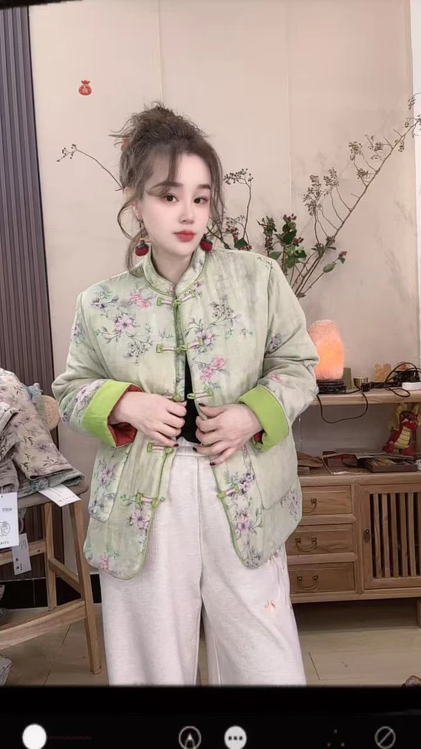 2025款亚麻棉衣常规款保暖立领棉服棉衣常规厚款长袖宽松型