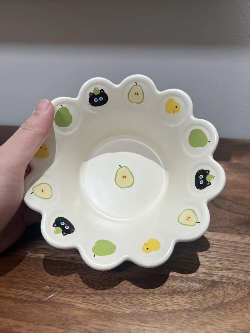ins风卡通可爱陶瓷餐具碗盘组合顶住鸭梨创意家用米饭碗面碗餐盘