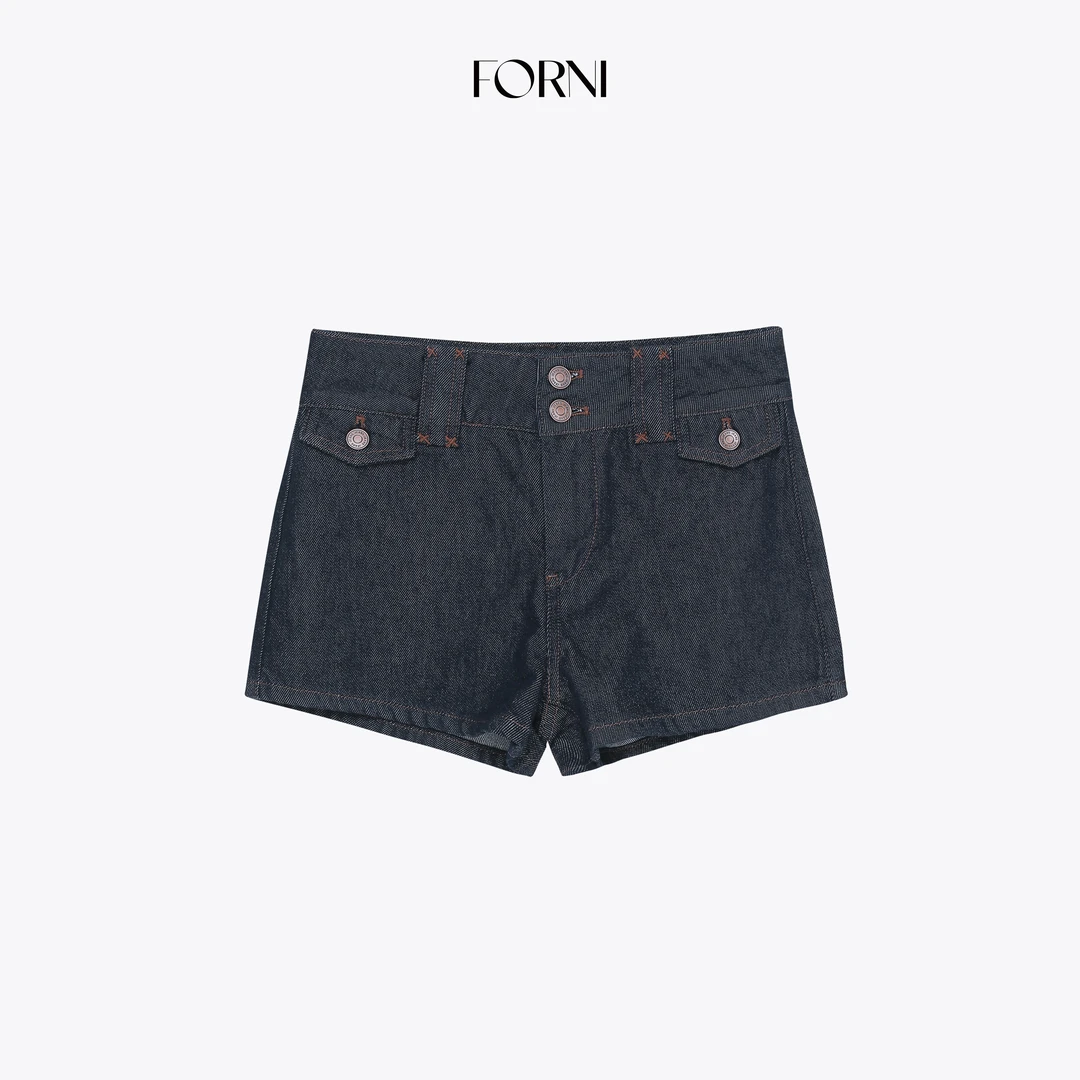 FORNI 高能搭配王 复古定染原色双扣牛仔短裤2025早秋