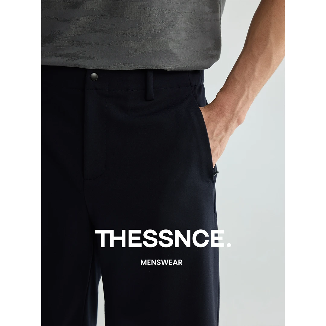 THESSNCE轻运动薄款直筒双面罗马弹力腰夏季针织男短裤修身裤子