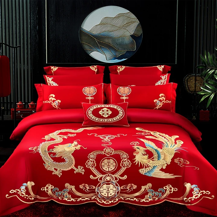 中式婚庆全棉长绒棉四件套