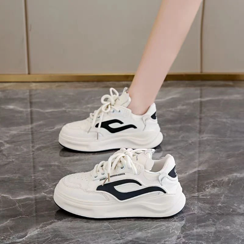 休闲时尚百搭运动明星同款潮流春季厚底透气真皮小白鞋906