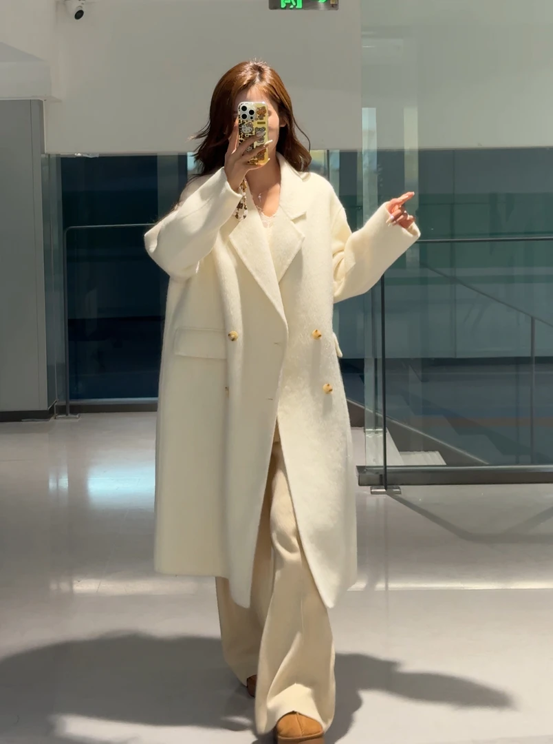 【年货优选】2024海盐玫瑰高级感韩版中长款加厚大衣#88035