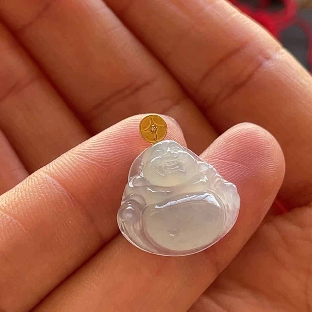 翡翠颈饰18K金镶嵌佛