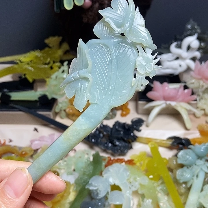 岫玉未镶嵌发簪发簪