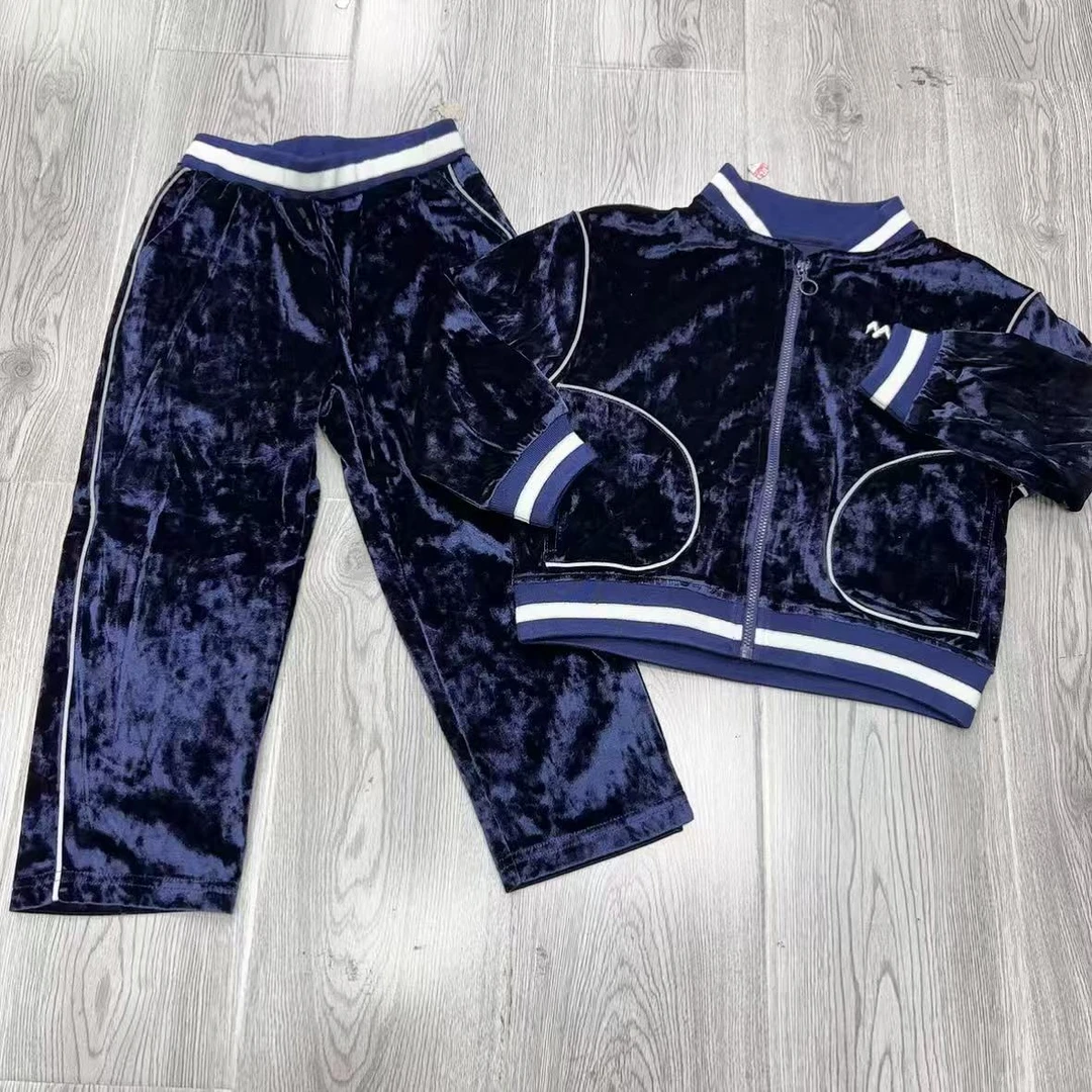 7445女童套装丝绒月亮猫咪套装春季新款薄款