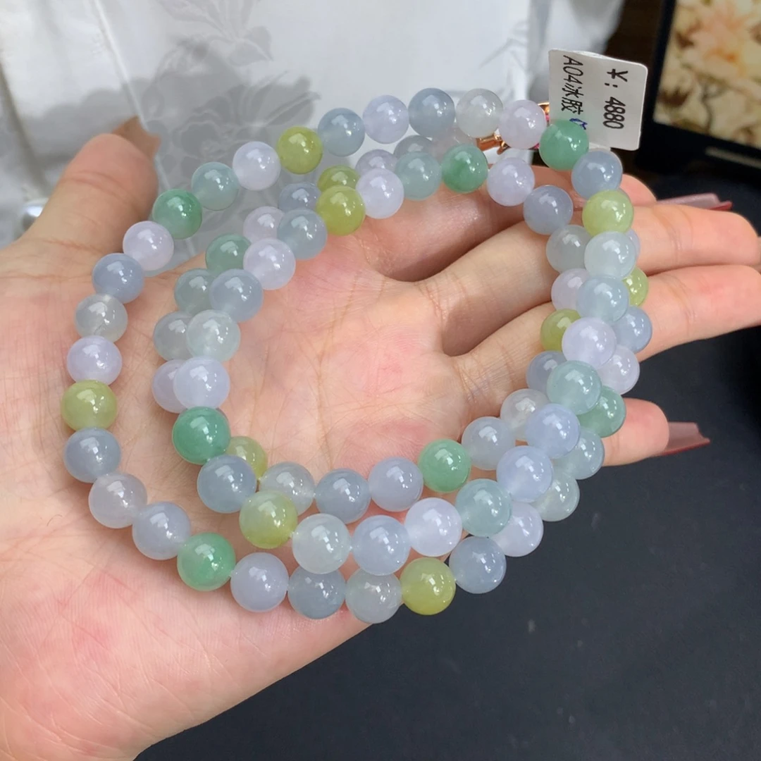 翡翠手链未镶嵌卡8冰胶多宝项链