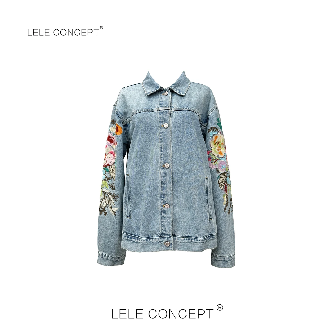 LELE CONCEPT丨「丽」都市休闲设计款花朵牛仔外套Y0578