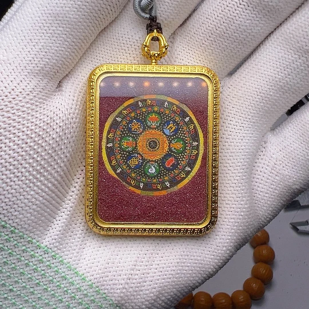 吊坠大唐卡紫金砂彩绘