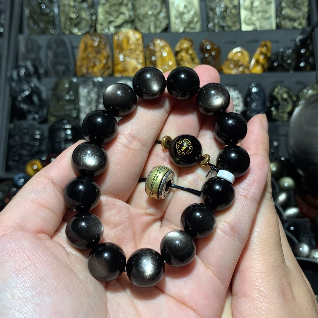 未镶嵌黑曜岩手串·**焱定制