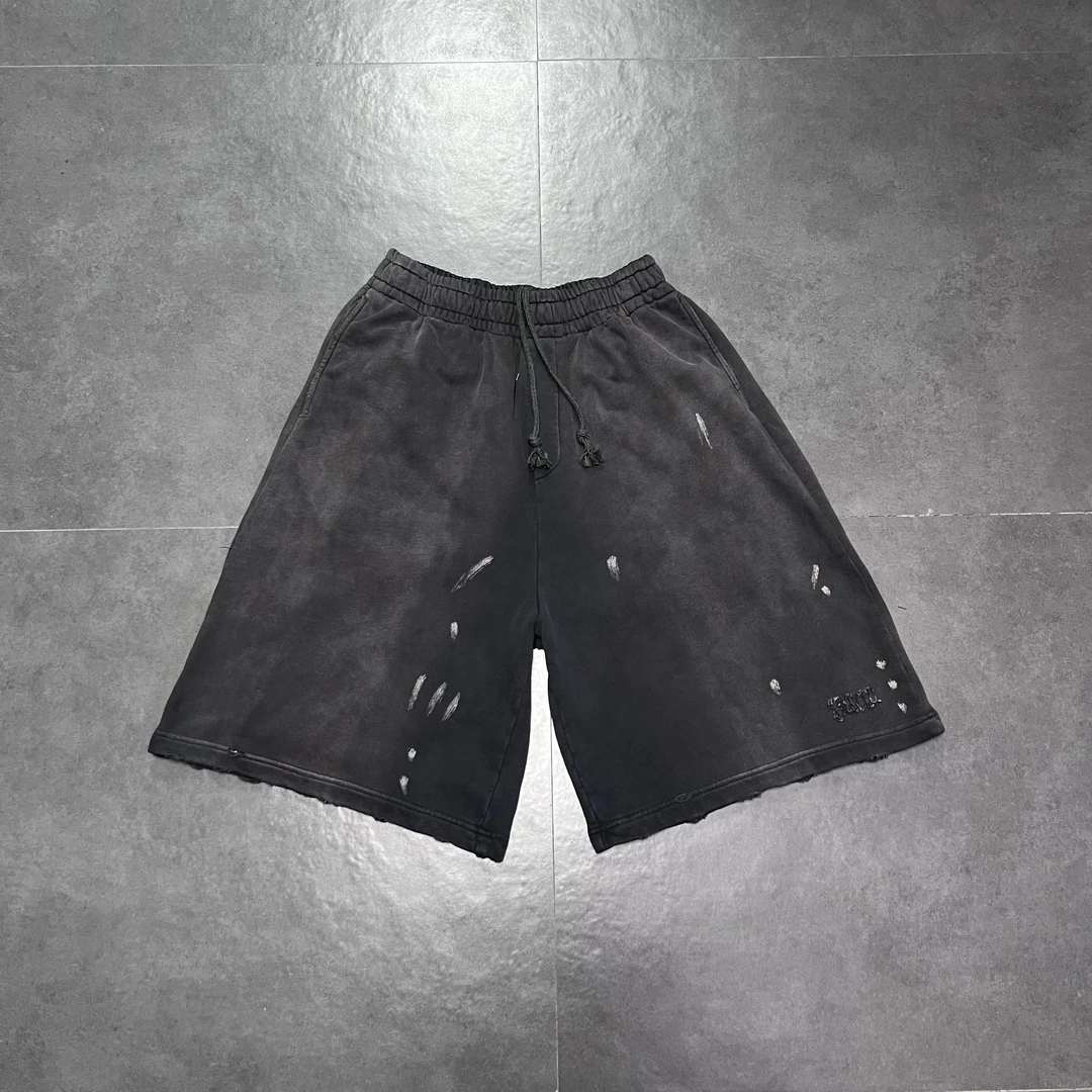 UNCLE&F 破败/私订 重工水洗油漆马骝位卫裤短裤