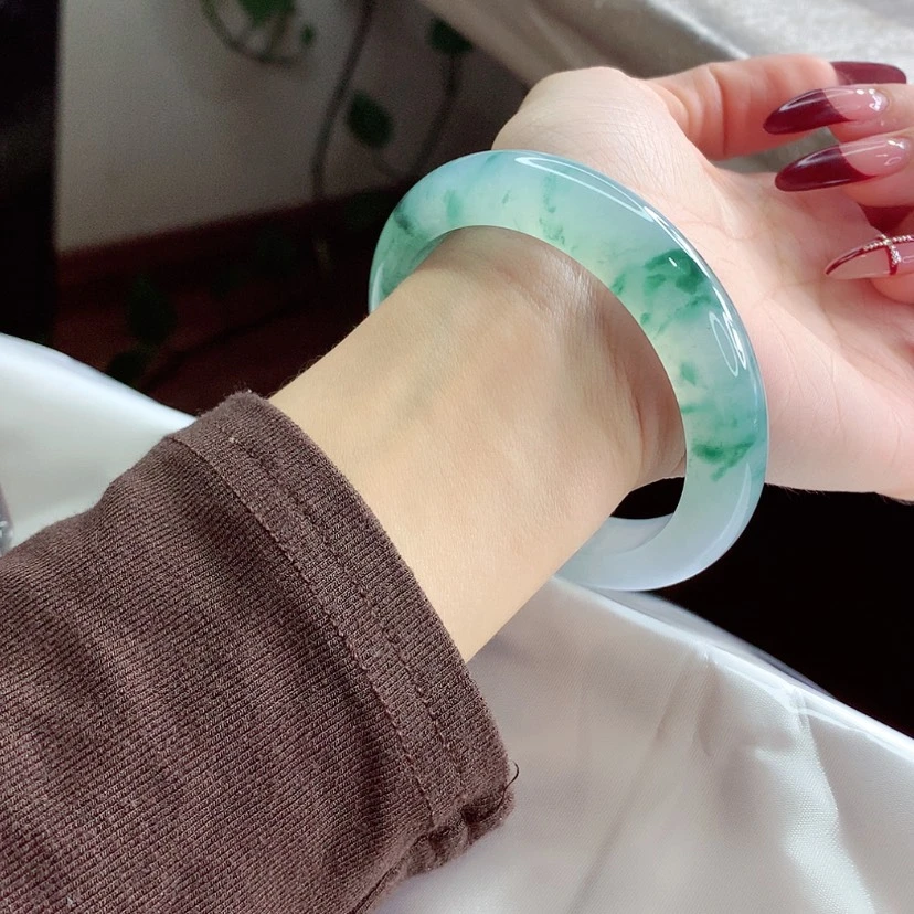 【闪购商品】翡翠手镯未镶嵌55.6 蓝花性价比天花板 灵