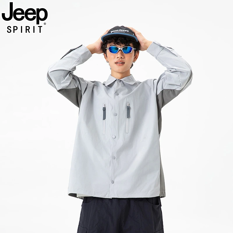 JEEP吉普2025秋季新款口袋设计长袖衬衫外套情侣休闲百搭户外男女