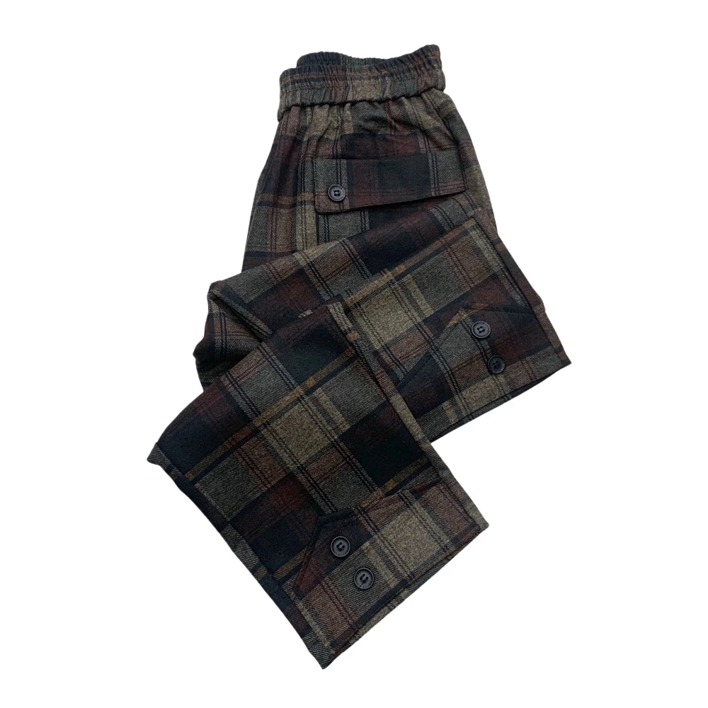 B012秋季新款洋气时尚格子松紧腰休闲九分秋季女裤