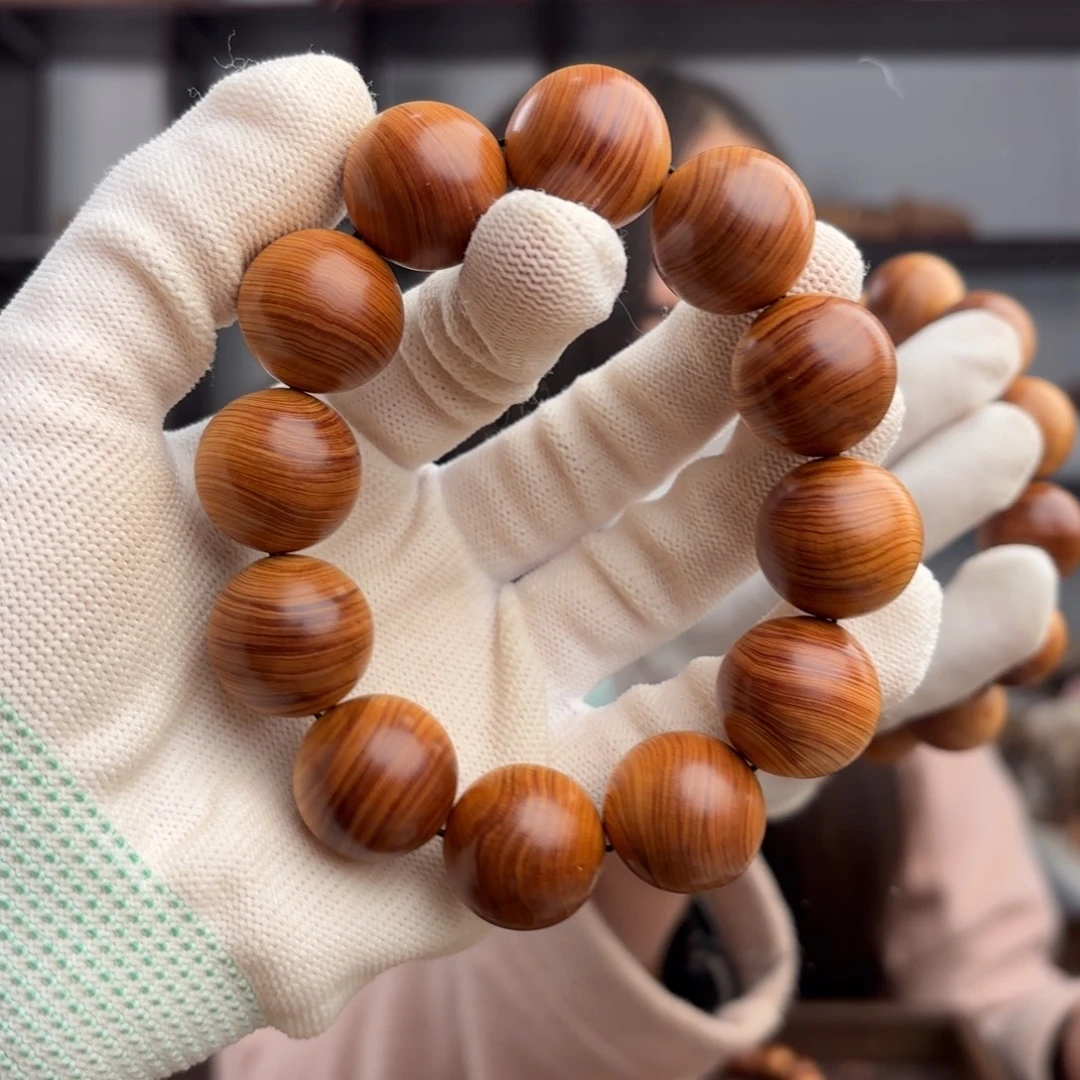 柏木（崖柏）手串/手链 红油虎皮纹2.0黄粉骨料药香49.6 下播福利