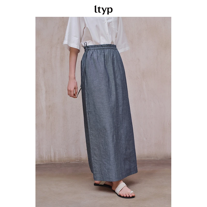 ltyp 7.1 高支高密色织亚麻棉半裙 九分半身裙女夏季H105252214