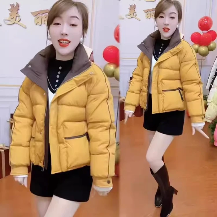时尚短款羽绒棉服女冬季洋气减龄显瘦加厚保暖立领百搭棉袄子外套