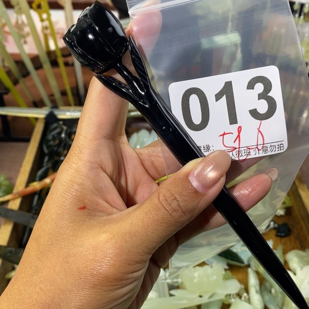 清***欢蛇纹石玉未镶嵌发饰