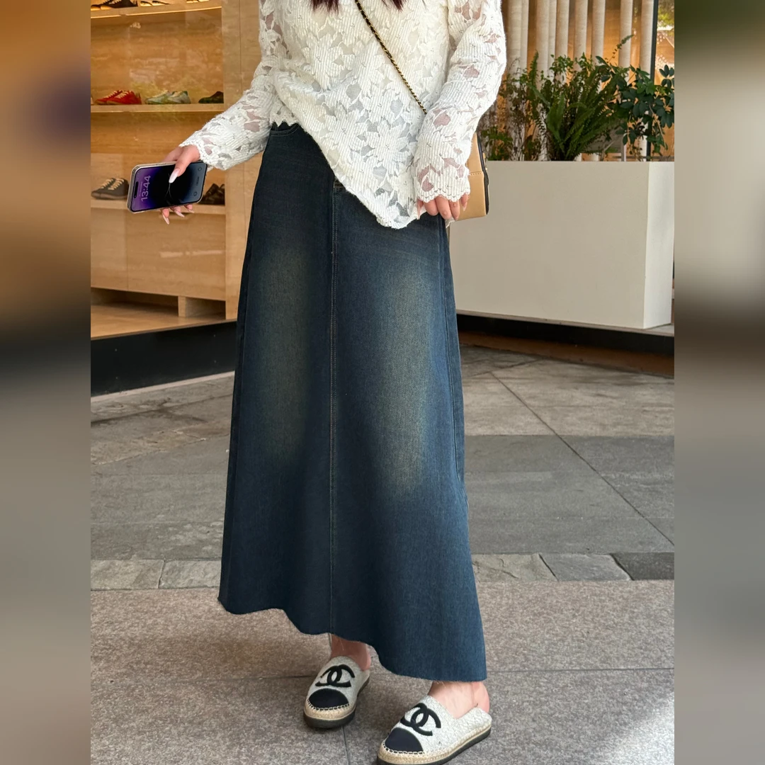 楠序【遮肉天菜】迪迪微胖女装 2025年秋百搭休闲牛仔半身裙YZ37176