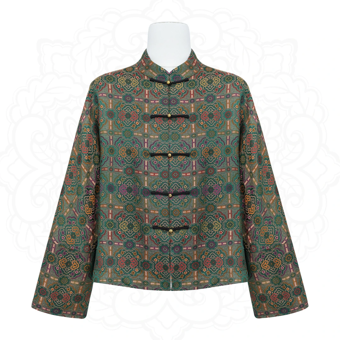 【唐宫十二彩】YS1041 新中式外套方花绿中国风宋锦百搭