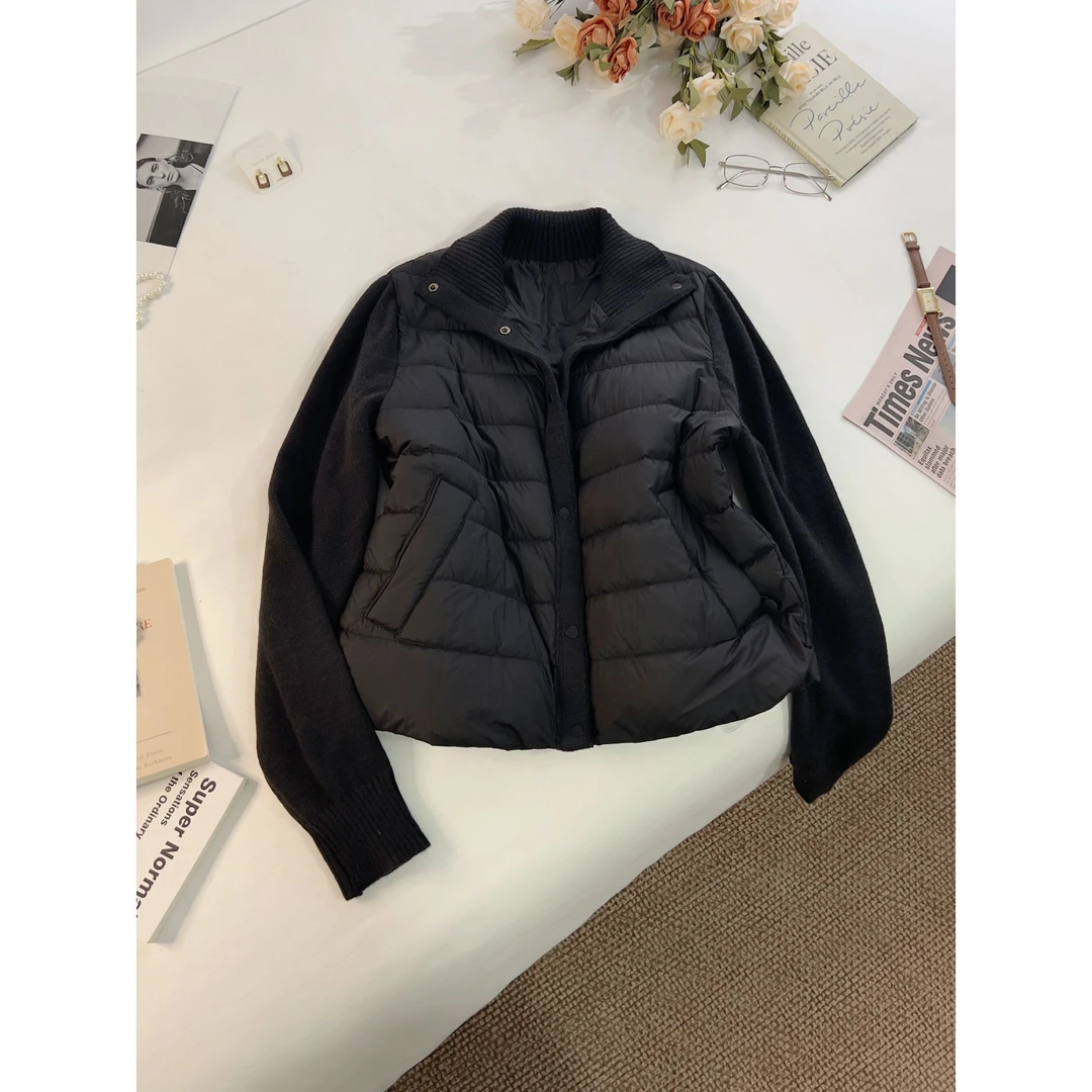 拼接轻薄款90绒羽绒服冬季新款休闲百搭外套LK82639