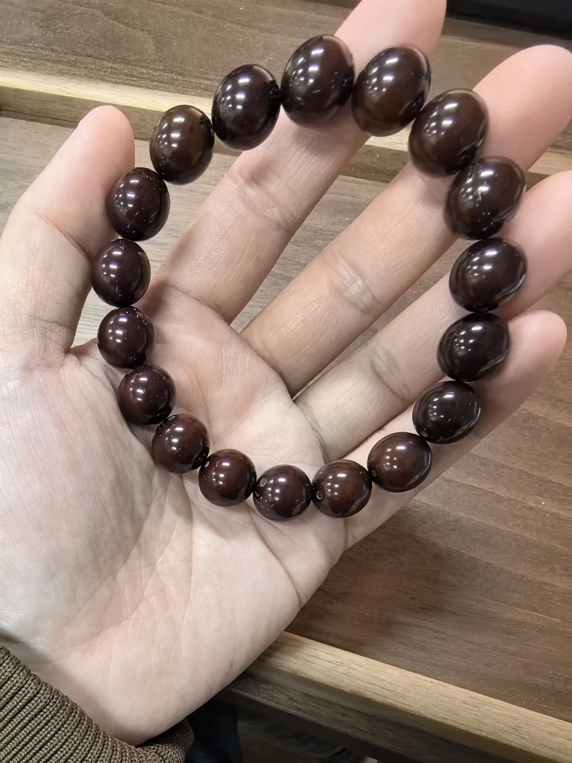 001紫金鼠手串红皮正圆光珠12mm