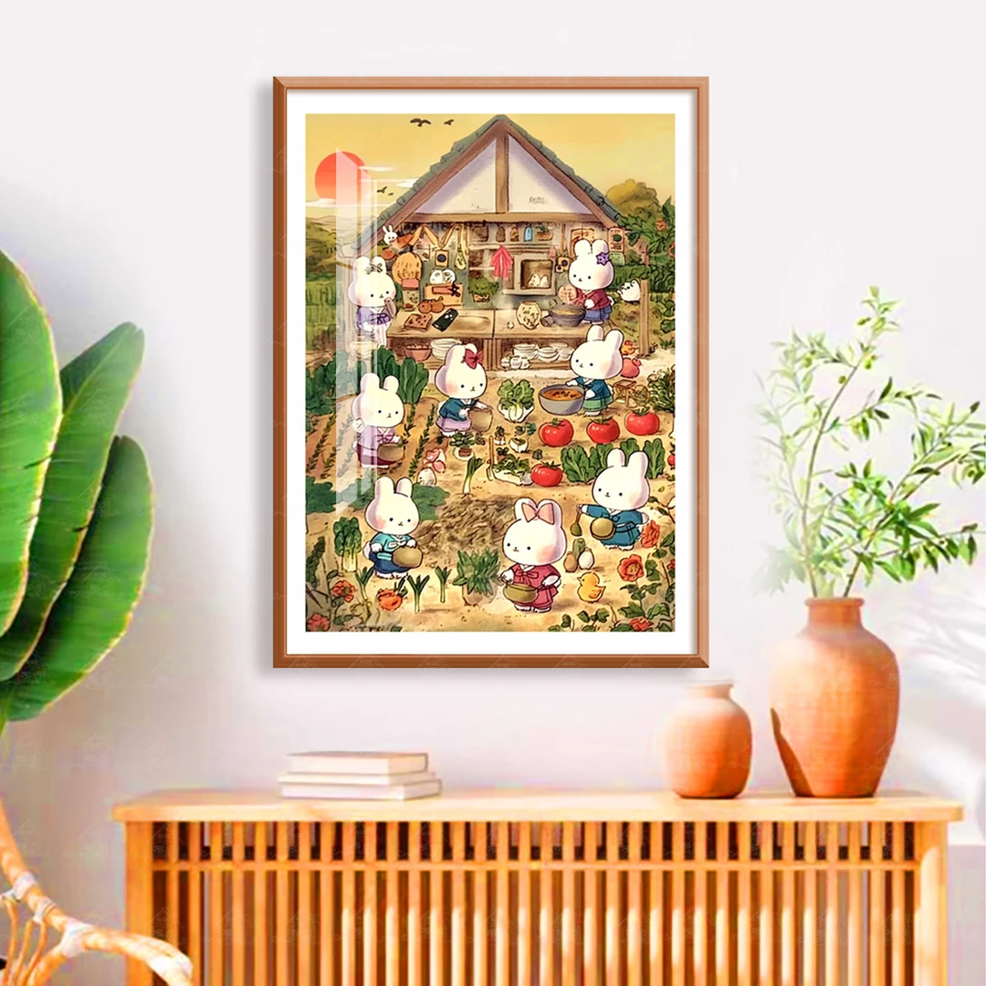 【进口棉布】爱阁十字绣田园小兔现代简约可爱卡通客厅玄关手工线绣